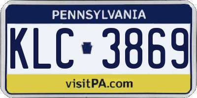 PA license plate KLC3869