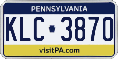 PA license plate KLC3870