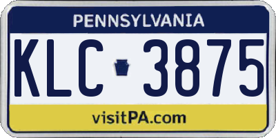 PA license plate KLC3875
