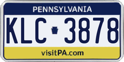 PA license plate KLC3878