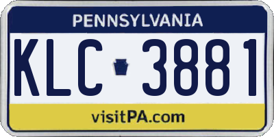 PA license plate KLC3881