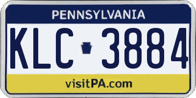 PA license plate KLC3884