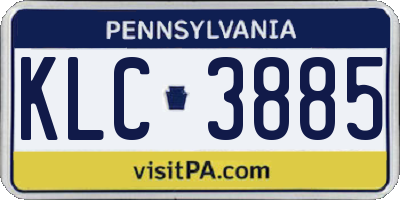 PA license plate KLC3885