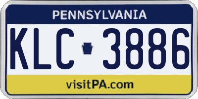 PA license plate KLC3886