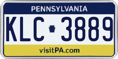 PA license plate KLC3889