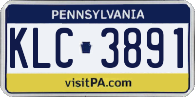 PA license plate KLC3891