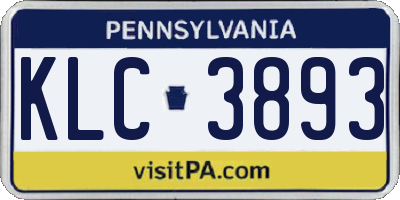 PA license plate KLC3893