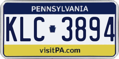 PA license plate KLC3894