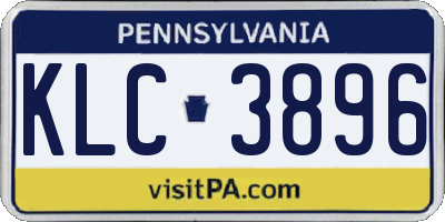 PA license plate KLC3896