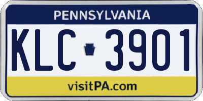 PA license plate KLC3901