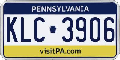 PA license plate KLC3906