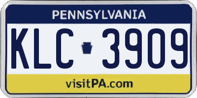 PA license plate KLC3909