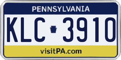 PA license plate KLC3910