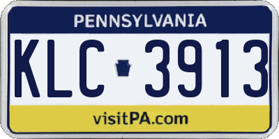 PA license plate KLC3913