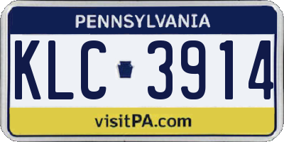 PA license plate KLC3914