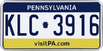PA license plate KLC3916