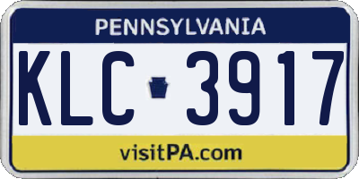 PA license plate KLC3917