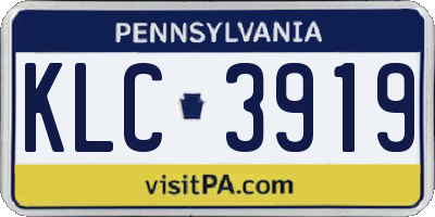 PA license plate KLC3919
