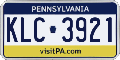 PA license plate KLC3921