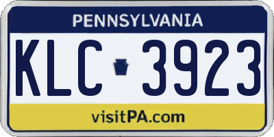 PA license plate KLC3923