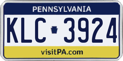PA license plate KLC3924