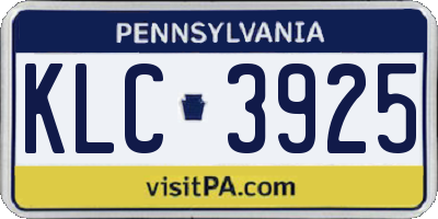 PA license plate KLC3925