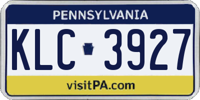 PA license plate KLC3927