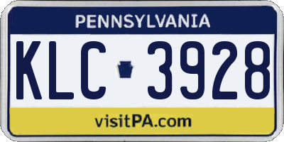 PA license plate KLC3928