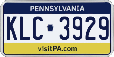 PA license plate KLC3929