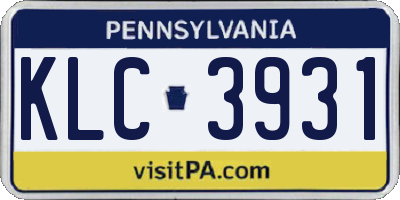 PA license plate KLC3931