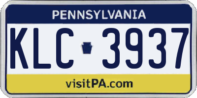 PA license plate KLC3937