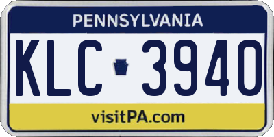 PA license plate KLC3940