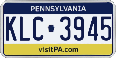 PA license plate KLC3945