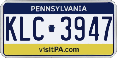 PA license plate KLC3947