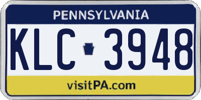PA license plate KLC3948