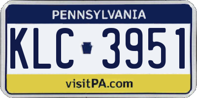 PA license plate KLC3951