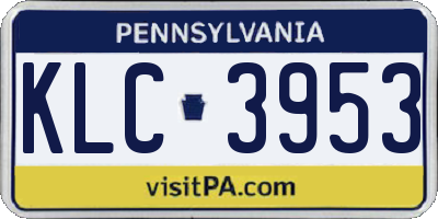 PA license plate KLC3953