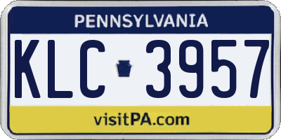 PA license plate KLC3957
