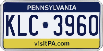 PA license plate KLC3960