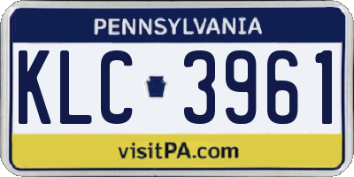 PA license plate KLC3961