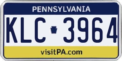 PA license plate KLC3964