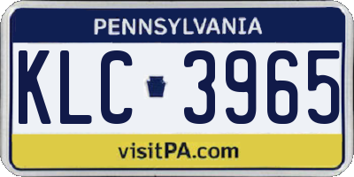 PA license plate KLC3965