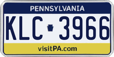 PA license plate KLC3966