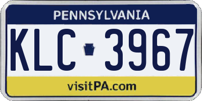 PA license plate KLC3967