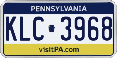 PA license plate KLC3968