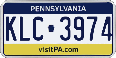 PA license plate KLC3974