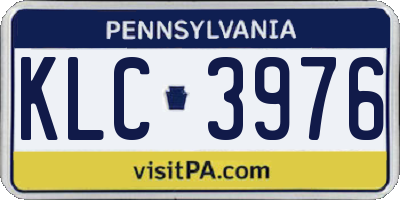 PA license plate KLC3976