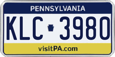 PA license plate KLC3980