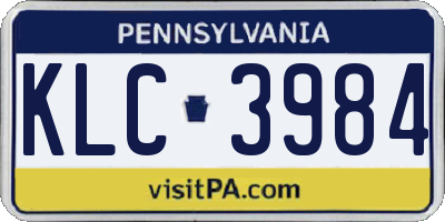 PA license plate KLC3984
