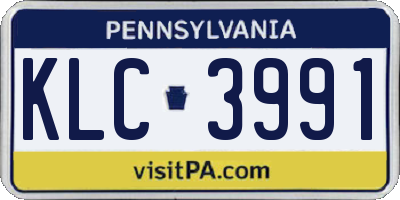 PA license plate KLC3991